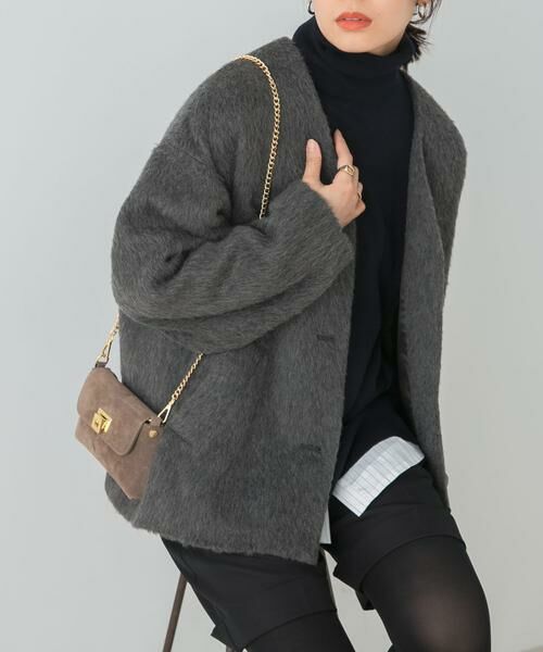 URBAN RESEARCH ROSSO / アーバンリサーチ ロッソ ノーカラージャケット | F by ROSSO　『UR TECH』シャギーノーカラーコート | 詳細13