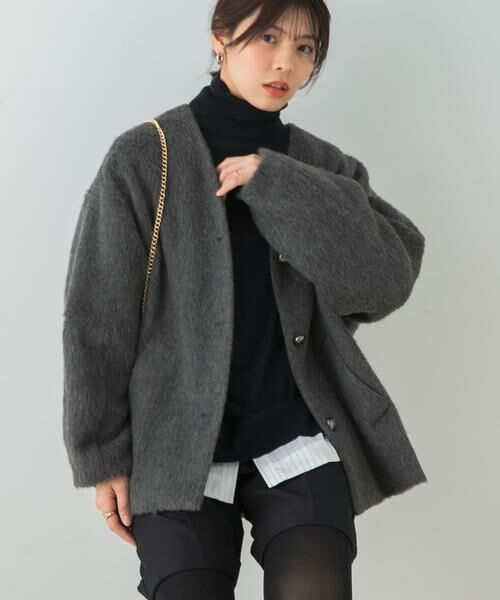 URBAN RESEARCH ROSSO / アーバンリサーチ ロッソ ノーカラージャケット | F by ROSSO　『UR TECH』シャギーノーカラーコート | 詳細14