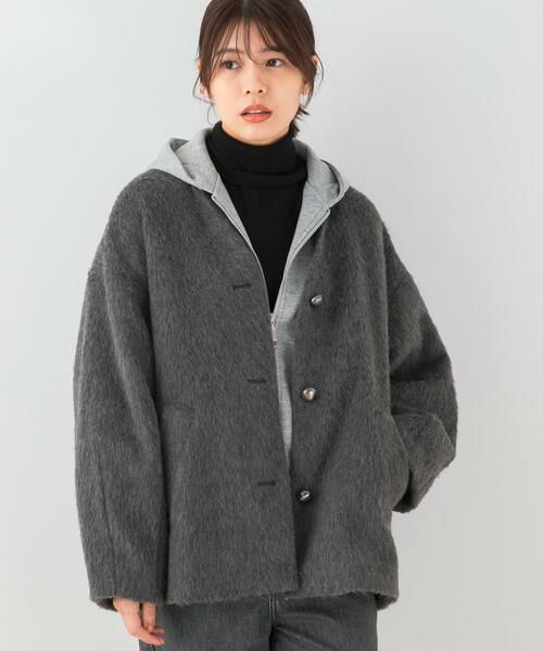 URBAN RESEARCH ROSSO / アーバンリサーチ ロッソ ノーカラージャケット | F by ROSSO　『UR TECH』シャギーノーカラーコート | 詳細17