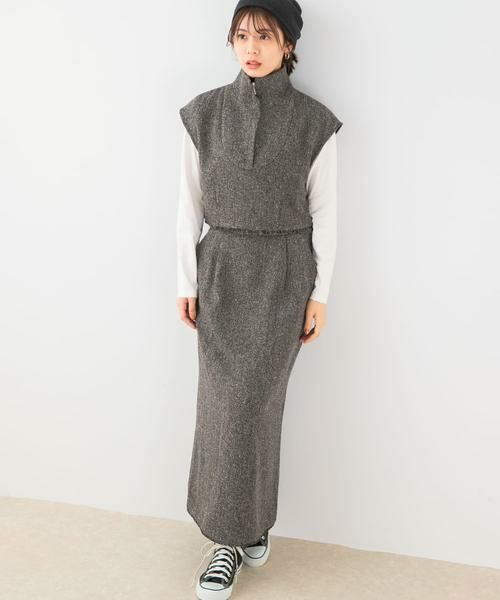 URBAN RESEARCH ROSSO / アーバンリサーチ ロッソ セットアップ | F by ROSSO ツイードハーフZIPプルオーバー+スカート | 詳細7