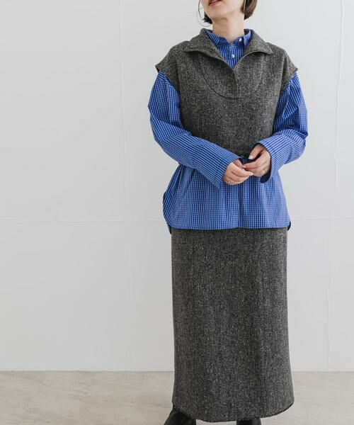 URBAN RESEARCH ROSSO/アーバンリサーチ ロッソ F by ROSSO ツイードハーフZIPプルオーバー+スカート ブラック 38