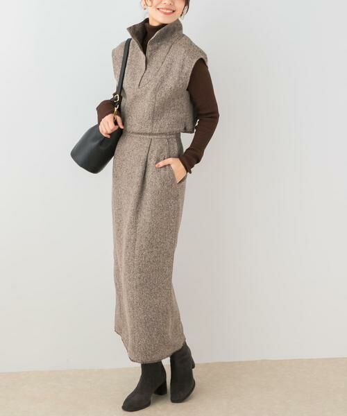 URBAN RESEARCH ROSSO / アーバンリサーチ ロッソ セットアップ | F by ROSSO ツイードハーフZIPプルオーバー+スカート | 詳細11