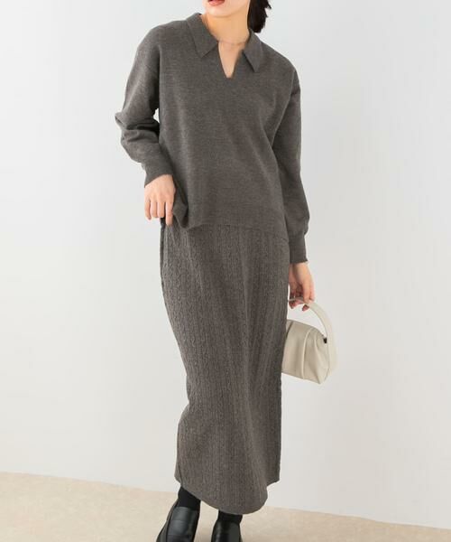 URBAN RESEARCH ROSSO/アーバンリサーチ ロッソ F by ROSSO ウォッシャブル抗ピルニット+スカート チャコールグレー FREE URBAN RESEARCH ROSSO/アーバンリサーチ ロッソ F by ROSSO ウォッシャブル抗ピルニット+スカート チャコールグレー FREE