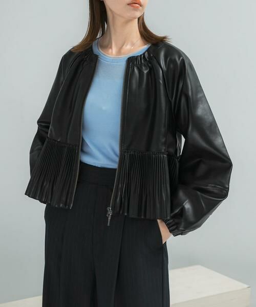 URBAN RESEARCH ROSSO / アーバンリサーチ ロッソ ブルゾン | MARILYN MOON　eco leather pleats jacket | 詳細1
