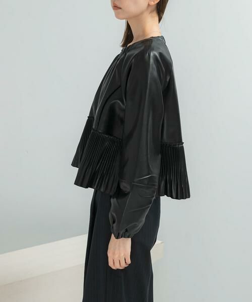 URBAN RESEARCH ROSSO / アーバンリサーチ ロッソ ブルゾン | MARILYN MOON　eco leather pleats jacket | 詳細4
