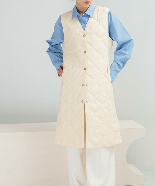 URBAN RESEARCH ROSSO/アーバンリサーチ ロッソ TAION VNECK LONG DOWN GILET オフホワイト L