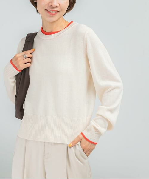 URBAN RESEARCH ROSSO / アーバンリサーチ ロッソ ニット・セーター | カシミヤ混バイカラーコンパクトニット(ホワイト系その他)