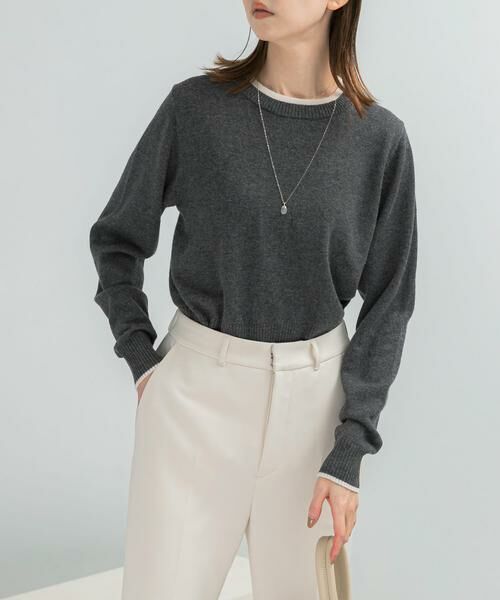 URBAN RESEARCH ROSSO / アーバンリサーチ ロッソ ニット・セーター | カシミヤ混バイカラーコンパクトニット(グレー系その他)