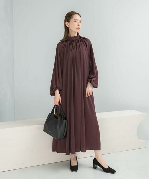 URBAN RESEARCH ROSSO / アーバンリサーチ ロッソ ワンピース | ハイネックギャザーサテンドレス | 詳細2