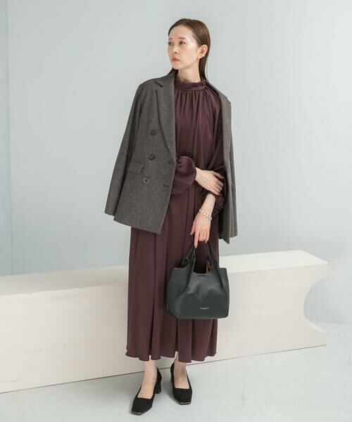 URBAN RESEARCH ROSSO / アーバンリサーチ ロッソ ワンピース | ハイネックギャザーサテンドレス | 詳細4