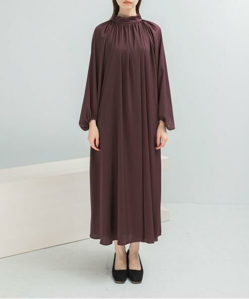 URBAN RESEARCH ROSSO / アーバンリサーチ ロッソ ワンピース | ハイネックギャザーサテンドレス | 詳細5