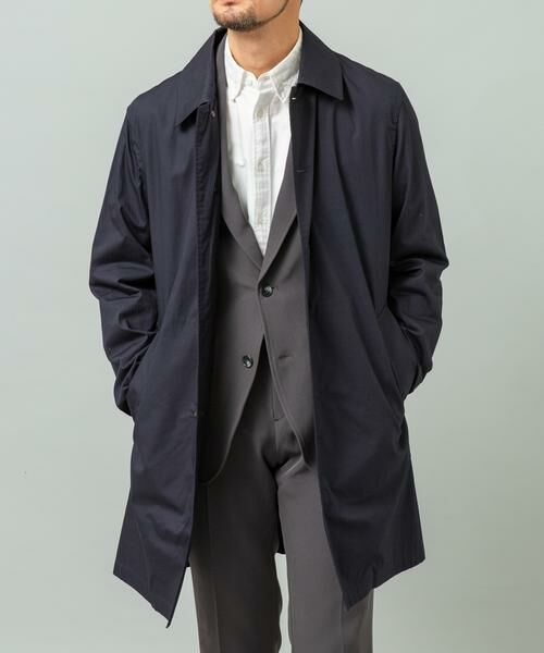 URBAN RESEARCH ROSSO / アーバンリサーチ ロッソ ステンカラーコート | 『撥水』タイプライタースプリングコート（ネイビー）