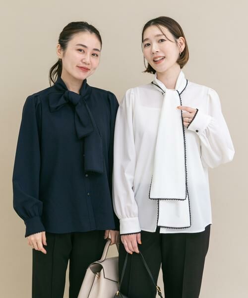 URBAN RESEARCH ROSSO / アーバンリサーチ ロッソ シャツ・ブラウス | 『WEB/一部店舗限定』トリミングボウタイブラウス | 詳細7