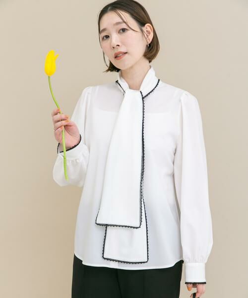 URBAN RESEARCH ROSSO / アーバンリサーチ ロッソ シャツ・ブラウス | 『WEB/一部店舗限定』トリミングボウタイブラウス(オフホワイト)