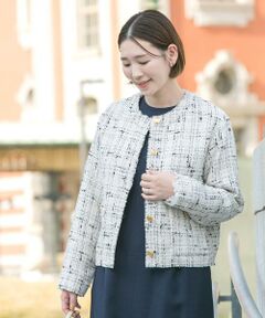 URBAN RESEARCH ROSSO / アーバンリサーチ ロッソ ノーカラージャケット | 『WEB限定』ツイードノーカラージャケット