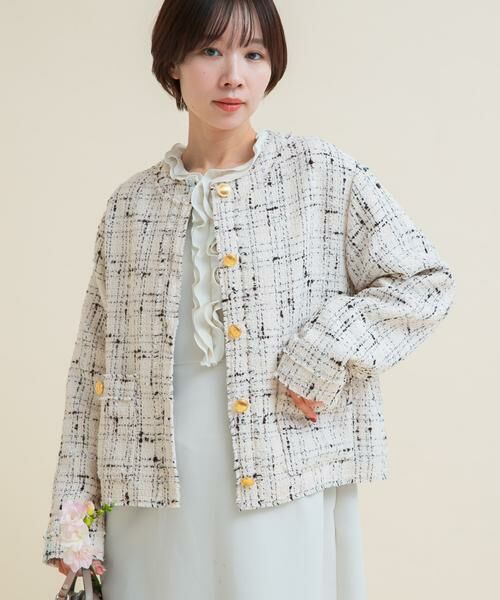 URBAN RESEARCH ROSSO / アーバンリサーチ ロッソ ノーカラージャケット | 『WEB限定』ツイードノーカラージャケット | 詳細6