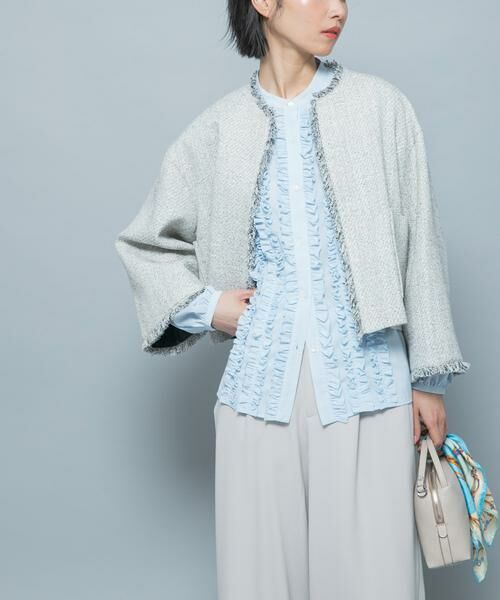 URBAN RESEARCH ROSSO / アーバンリサーチ ロッソ ノーカラージャケット | ツイードショートジャケット | 詳細1