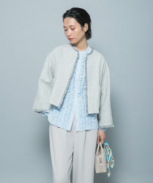 URBAN RESEARCH ROSSO / アーバンリサーチ ロッソ ノーカラージャケット | ツイードショートジャケット | 詳細2