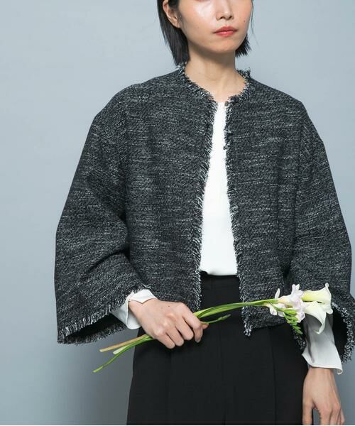 URBAN RESEARCH ROSSO / アーバンリサーチ ロッソ ノーカラージャケット | ツイードショートジャケット | 詳細9