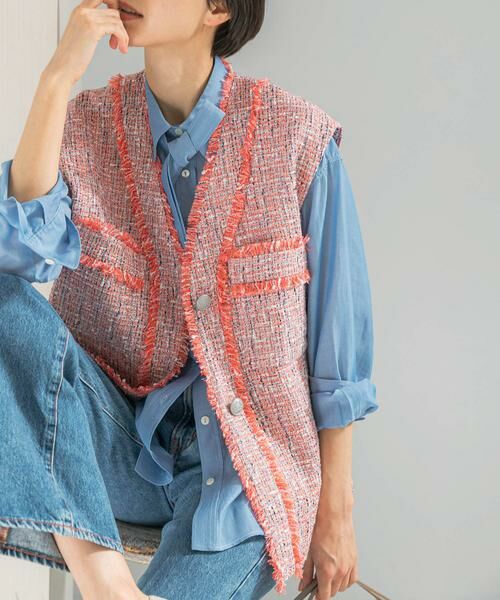 URBAN RESEARCH ROSSO / アーバンリサーチ ロッソ ベスト | ツイードオーバージレ(ピンク系その他)