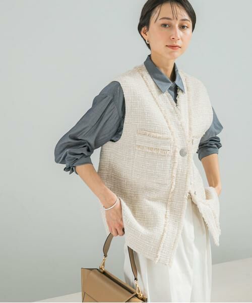 URBAN RESEARCH ROSSO / アーバンリサーチ ロッソ ベスト | ツイードオーバージレ(ベージュ)