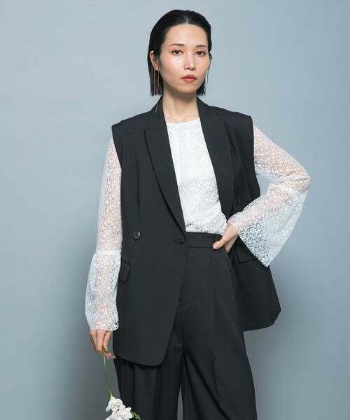 URBAN RESEARCH ROSSO / アーバンリサーチ ロッソ ベスト | 防シワシャンブレーツイルダブルジレ（ブラック）