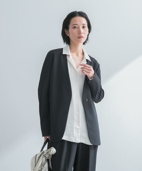 URBAN RESEARCH ROSSO / アーバンリサーチ ロッソ ノーカラージャケット | ストレッチツイルノーカラージャケット | 詳細1