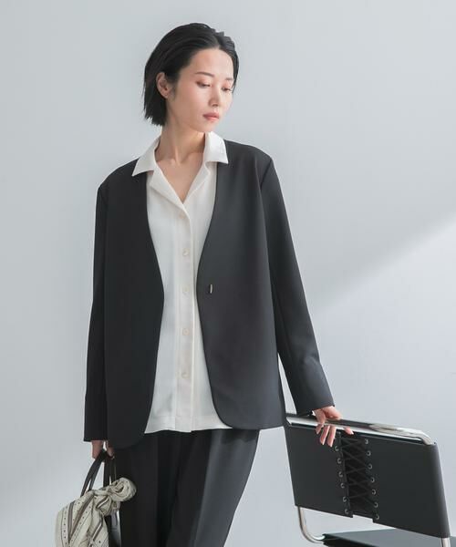 URBAN RESEARCH ROSSO / アーバンリサーチ ロッソ ノーカラージャケット | ストレッチツイルノーカラージャケット | 詳細2