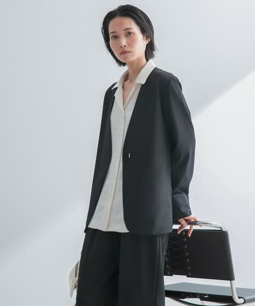 URBAN RESEARCH ROSSO / アーバンリサーチ ロッソ ノーカラージャケット | ストレッチツイルノーカラージャケット | 詳細3