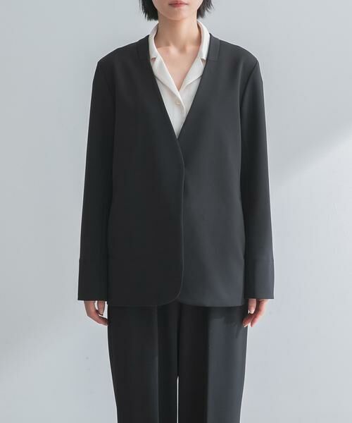 URBAN RESEARCH ROSSO / アーバンリサーチ ロッソ ノーカラージャケット | ストレッチツイルノーカラージャケット | 詳細6