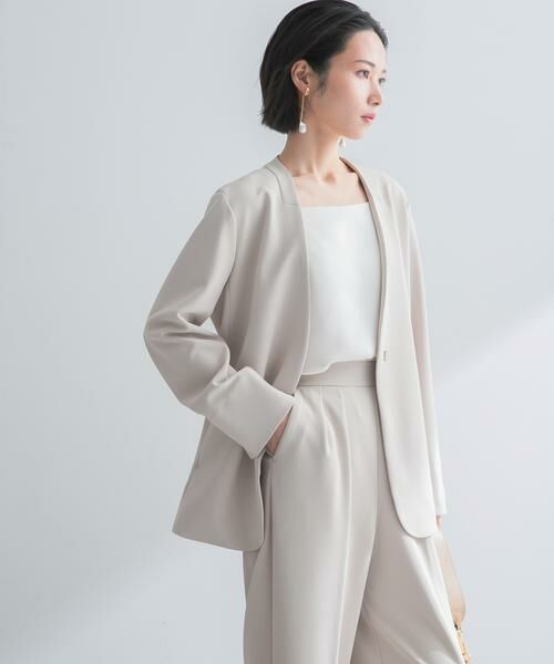 URBAN RESEARCH ROSSO / アーバンリサーチ ロッソ ノーカラージャケット | ストレッチツイルノーカラージャケット | 詳細17