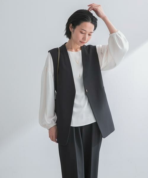 URBAN RESEARCH ROSSO / アーバンリサーチ ロッソ ベスト | ストレッチツイルジレ（ブラック）