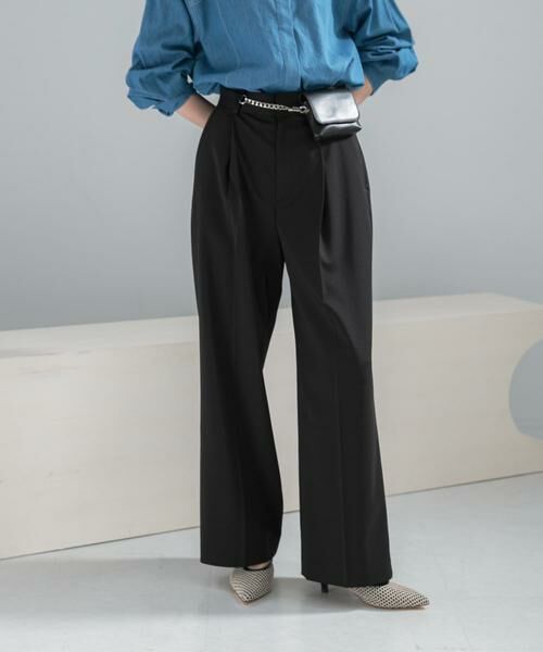 URBAN RESEARCH ROSSO / アーバンリサーチ ロッソ その他パンツ | 防シワハイウエストワイドスラックス(ブラック)