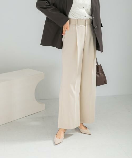URBAN RESEARCH ROSSO / アーバンリサーチ ロッソ その他パンツ | 防シワハイウエストワイドスラックス(ライトベージュ)