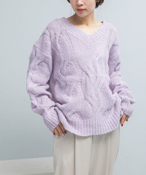 URBAN RESEARCH ROSSO / アーバンリサーチ ロッソ ニット・セーター | ウールカシミヤケーブル編オーバーニット | 詳細1