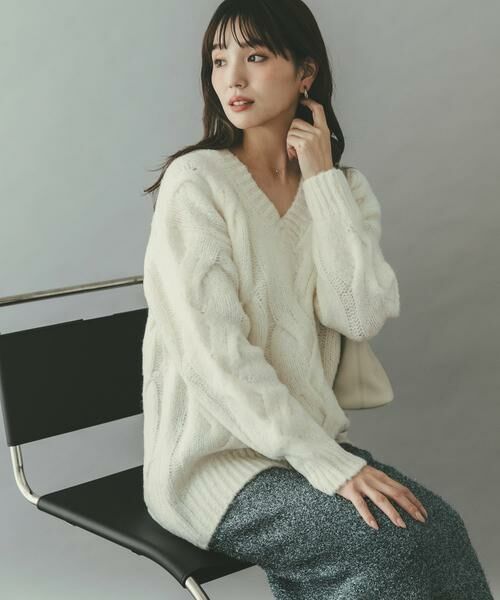 URBAN RESEARCH ROSSO / アーバンリサーチ ロッソ ニット・セーター | ウールカシミヤケーブル編オーバーニット | 詳細10