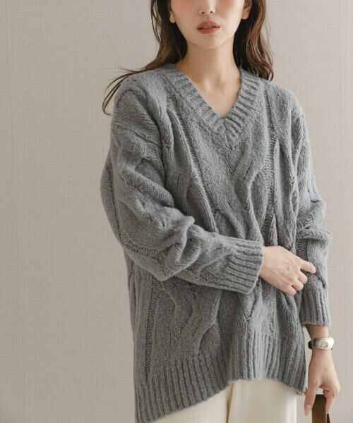 URBAN RESEARCH ROSSO / アーバンリサーチ ロッソ ニット・セーター | ウールカシミヤケーブル編オーバーニット | 詳細16