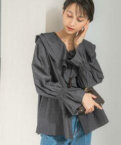 URBAN RESEARCH ROSSO / アーバンリサーチ ロッソ シャツ・ブラウス | Vネックラッフルシアーデニムブラウス