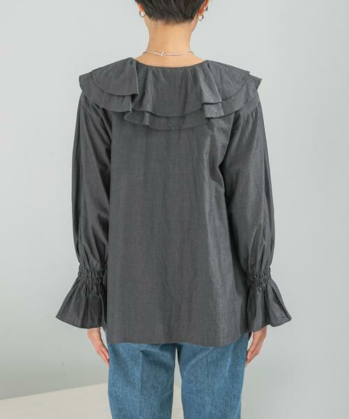 URBAN RESEARCH ROSSO / アーバンリサーチ ロッソ シャツ・ブラウス | Vネックラッフルシアーデニムブラウス | 詳細10