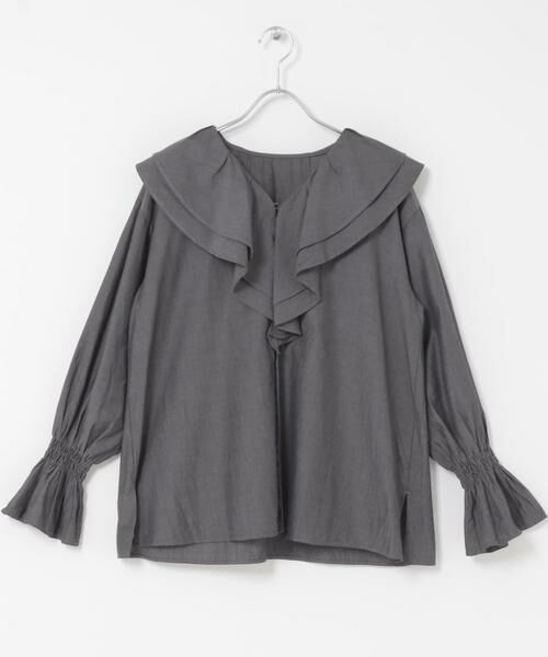 URBAN RESEARCH ROSSO / アーバンリサーチ ロッソ シャツ・ブラウス | Vネックラッフルシアーデニムブラウス | 詳細12