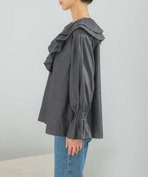 URBAN RESEARCH ROSSO / アーバンリサーチ ロッソ シャツ・ブラウス | Vネックラッフルシアーデニムブラウス | 詳細9