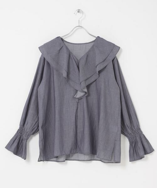 URBAN RESEARCH ROSSO / アーバンリサーチ ロッソ シャツ・ブラウス | Vネックラッフルシアーデニムブラウス | 詳細23