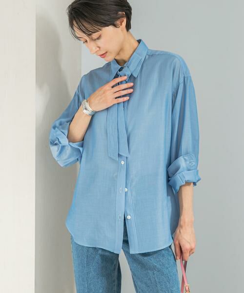 URBAN RESEARCH ROSSO / アーバンリサーチ ロッソ シャツ・ブラウス | タイ付デニムライクシアーシャツ | 詳細1
