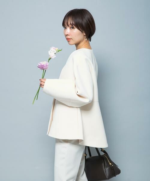 URBAN RESEARCH ROSSO / アーバンリサーチ ロッソ ノーカラージャケット | 『WEB限定』デザインボタンペプラムツイルジャケット | 詳細3