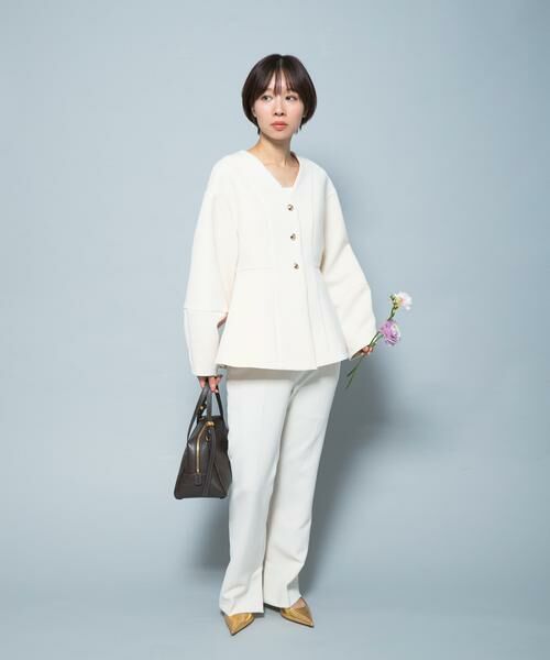 URBAN RESEARCH ROSSO / アーバンリサーチ ロッソ ノーカラージャケット | 『WEB限定』デザインボタンペプラムツイルジャケット | 詳細4