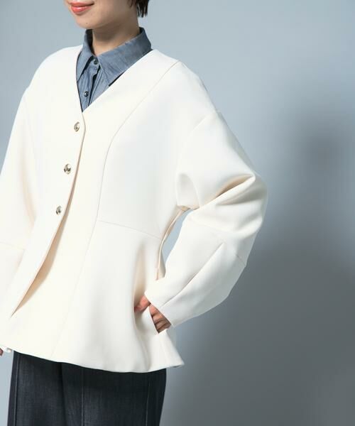 URBAN RESEARCH ROSSO / アーバンリサーチ ロッソ ノーカラージャケット | 『WEB限定』デザインボタンペプラムツイルジャケット | 詳細9