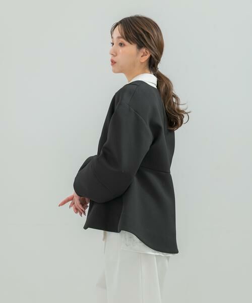 URBAN RESEARCH ROSSO / アーバンリサーチ ロッソ ノーカラージャケット | 『WEB限定』デザインボタンペプラムツイルジャケット | 詳細15