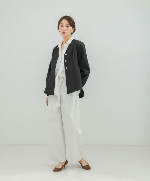 URBAN RESEARCH ROSSO / アーバンリサーチ ロッソ ノーカラージャケット | 『WEB限定』デザインボタンペプラムツイルジャケット | 詳細16