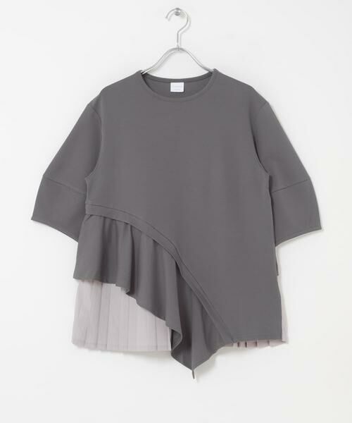 URBAN RESEARCH ROSSO / アーバンリサーチ ロッソ Tシャツ | ELENDEEK　SLIDE FLARE DOCKING CUT AND SEWN（グレー）