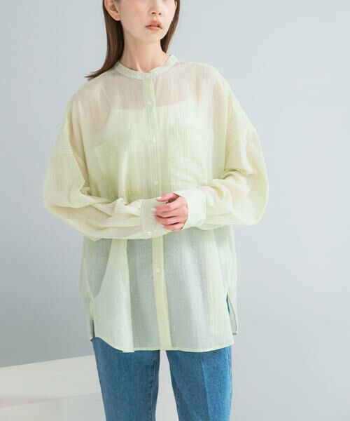 URBAN RESEARCH ROSSO / アーバンリサーチ ロッソ シャツ・ブラウス | CHIGNON　シアーストライプオーバーシャツ（ミント）